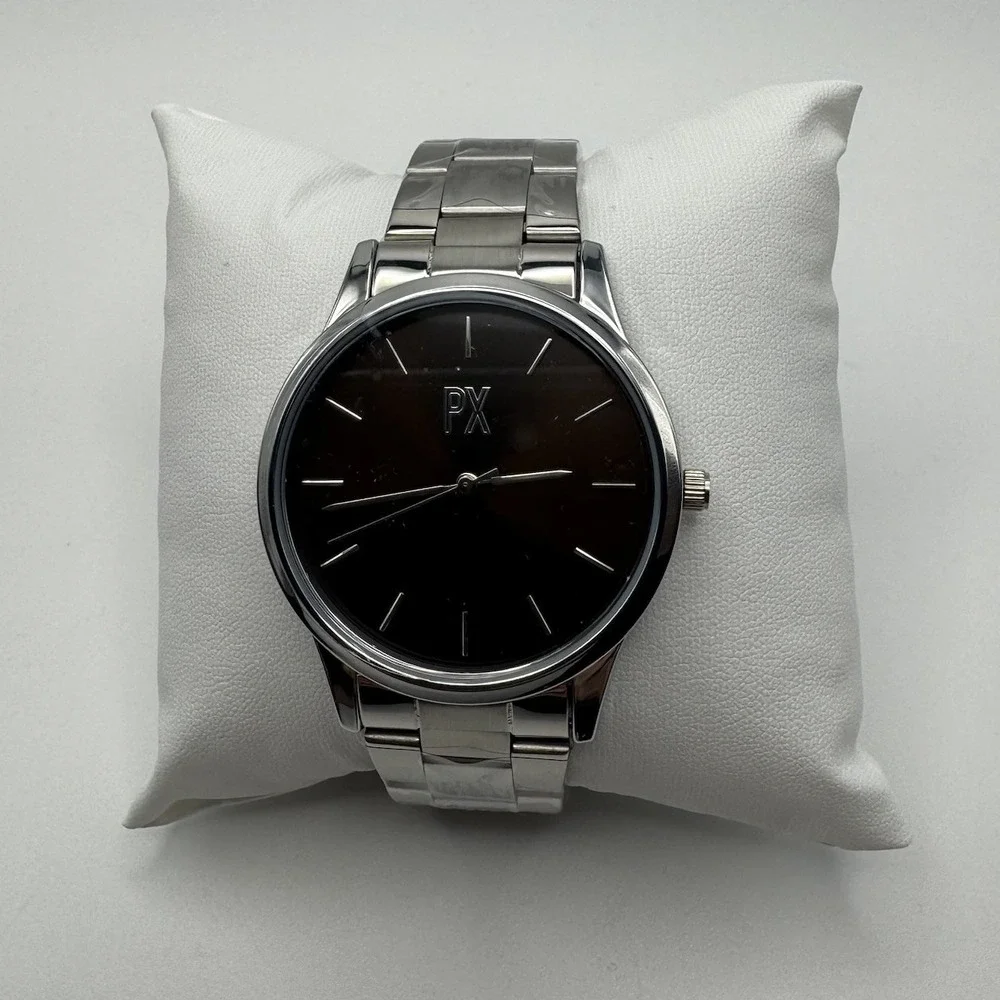 PX‎ Watch Silver Tone Bracelet With Brown Face Model 9WA9001M